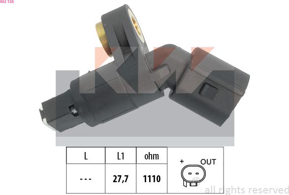 KW 462 126 - Датчик ABS, частота обертання колеса autocars.com.ua