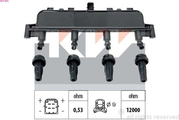 KW 470 403 - Котушка запалювання autocars.com.ua