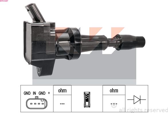 KW 470 647 - Катушка зажигания avtokuzovplus.com.ua