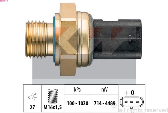 KW 480 017 - Датчик, тиск масла autocars.com.ua