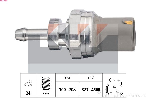 KW 480 029 - Датчик, тиск масла autocars.com.ua