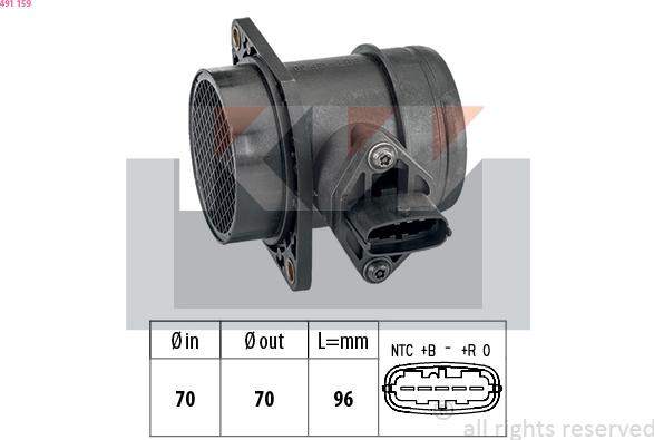 KW 491 159 - Датчик потоку, маси повітря autocars.com.ua