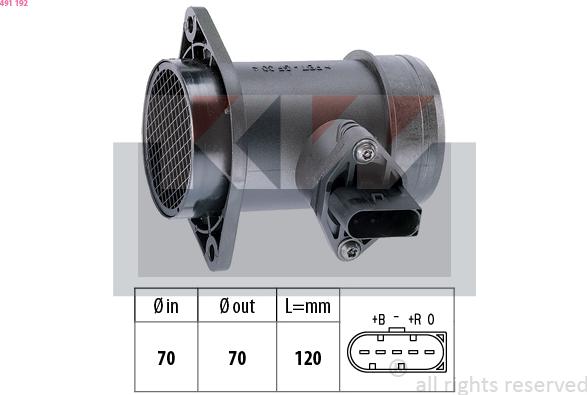 KW 491 192 - Датчик потока, массы воздуха avtokuzovplus.com.ua