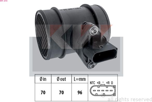 KW 491 214 - Датчик потоку, маси повітря autocars.com.ua