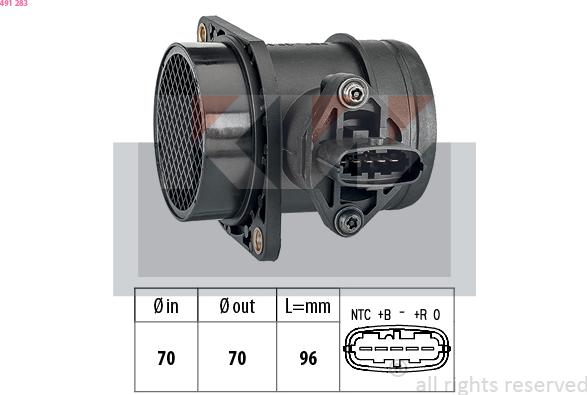 KW 491 283 - Датчик потоку, маси повітря autocars.com.ua