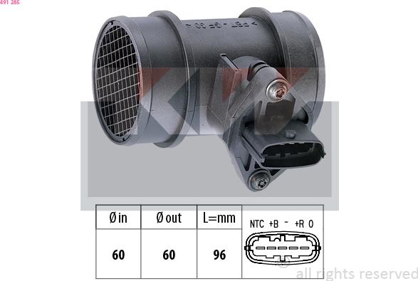 KW 491 285 - Датчик потока, массы воздуха avtokuzovplus.com.ua