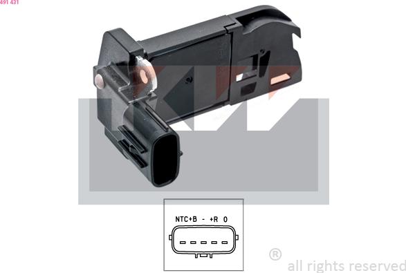 KW 491 431 - Датчик потоку, маси повітря autocars.com.ua