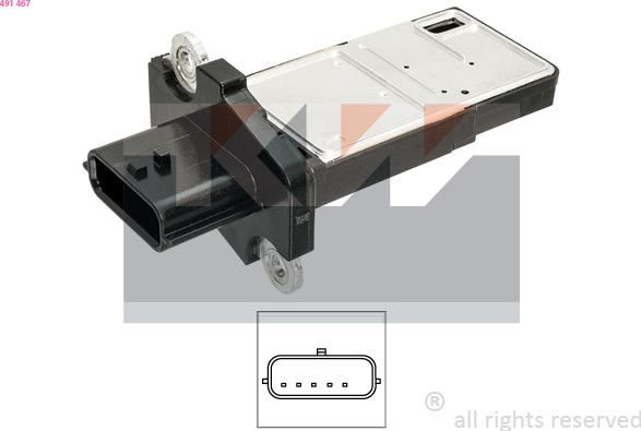 KW 491 467 - Датчик потоку, маси повітря autocars.com.ua