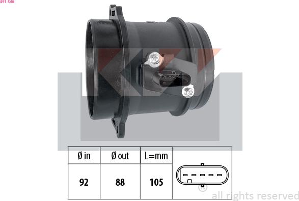 KW 491 546 - Датчик потока, массы воздуха autodnr.net