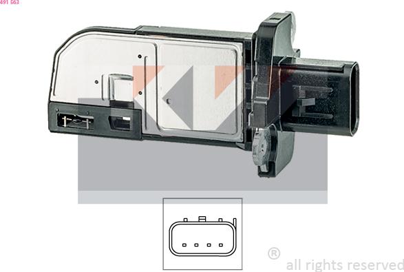 KW 491 563 - Датчик потоку, маси повітря autocars.com.ua