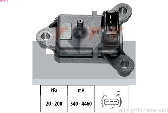 KW 493 017 - Датчик тиску повітря, висотний коректор autocars.com.ua