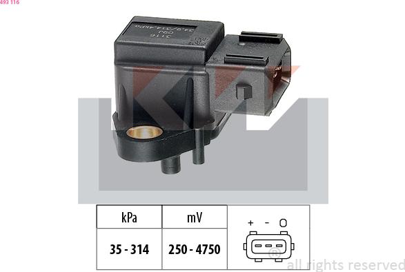 KW 493 116 - Датчик давления воздуха, высотный корректор avtokuzovplus.com.ua