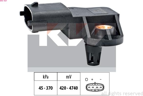 KW 493 167 - Датчик тиску повітря, висотний коректор autocars.com.ua