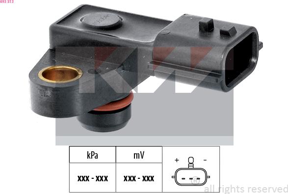 KW 493 313 - Датчик тиску повітря, висотний коректор autocars.com.ua