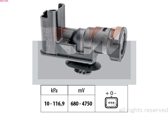 KW 493 330 - Датчик тиску, підсилювач гальмівної системи autocars.com.ua