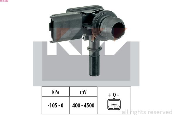 KW 493 425 - Датчик тиску, підсилювач гальмівної системи autocars.com.ua