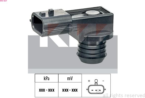 KW 493 427 - Датчик тиску, підсилювач гальмівної системи autocars.com.ua