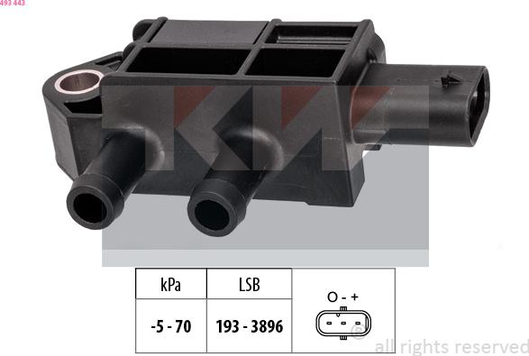 KW 493 443 - Датчик тиску повітря, висотний коректор autocars.com.ua