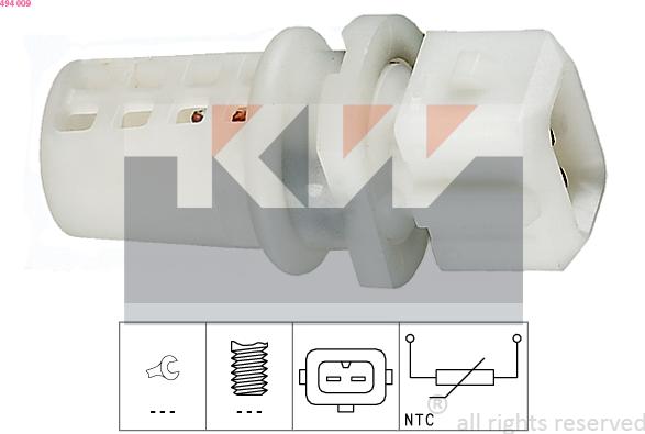 KW 494 009 - Датчик, температура впускається autocars.com.ua