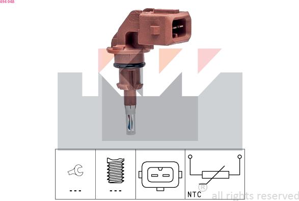 KW 494 048 - Датчик, температура впускається autocars.com.ua