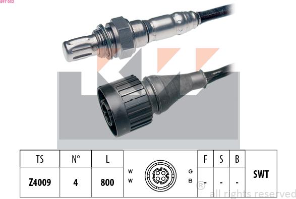 KW 497 032 - Лямбда-зонд autocars.com.ua