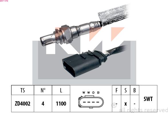 KW 497 170 - Лямбда-зонд autocars.com.ua