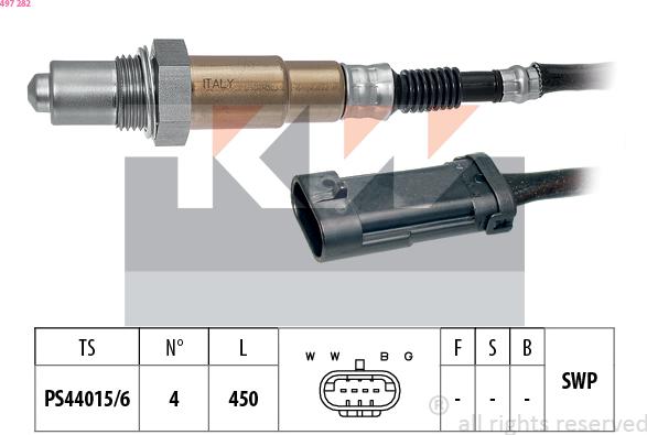 KW 497 282 - Лямбда-зонд autocars.com.ua