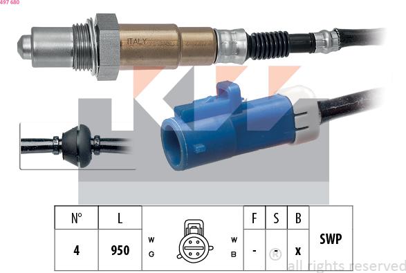 KW 497 680 - Лямбда-зонд autocars.com.ua