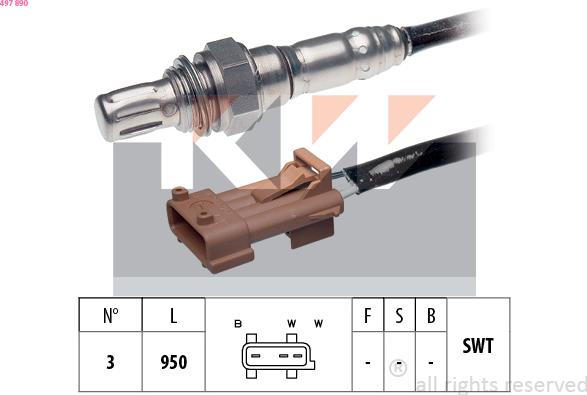 KW 497 890 - Лямбда-зонд autocars.com.ua