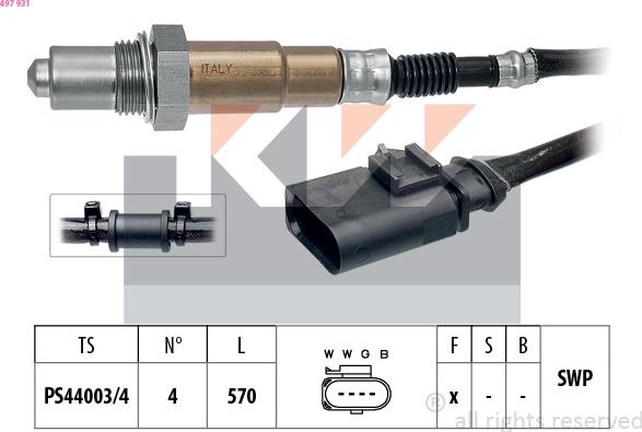 KW 497 931 - Лямбда-зонд autocars.com.ua