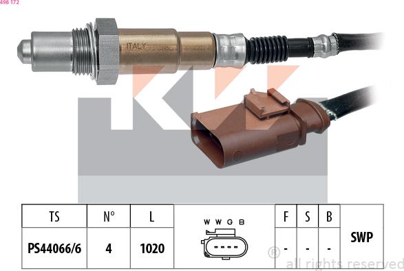 KW 498 172 - Лямбда-зонд autocars.com.ua