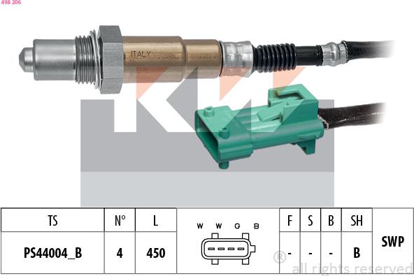 KW 498 206 - Лямбда-зонд, датчик кислорода autodnr.net