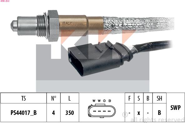 KW 498 252 - Лямбда-зонд autocars.com.ua