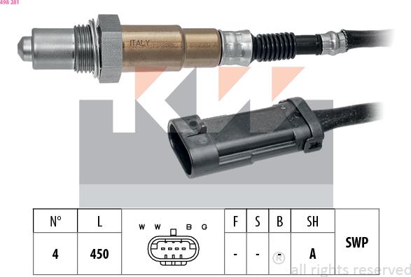 KW 498 281 - Лямбда-зонд autocars.com.ua