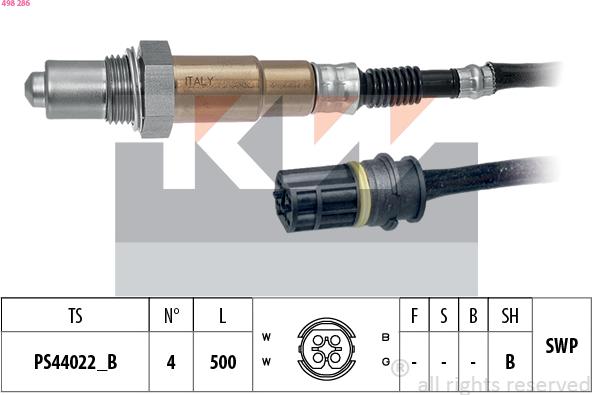 KW 498 286 - Лямбда-зонд, датчик кислорода avtokuzovplus.com.ua