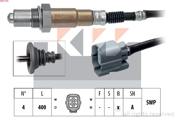 KW 498 320 - Лямбда-зонд autocars.com.ua