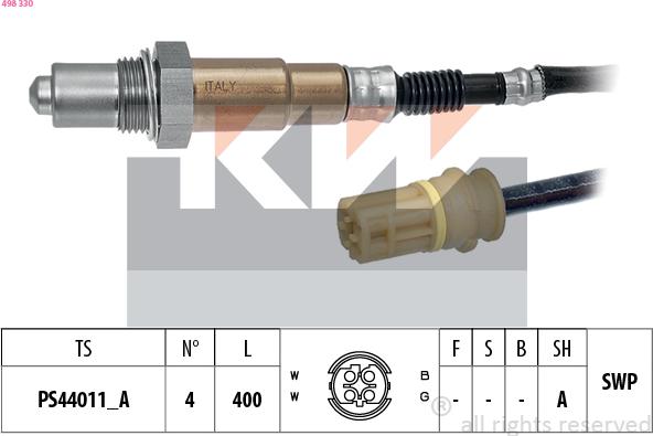 KW 498 330 - Лямбда-зонд, датчик кислорода avtokuzovplus.com.ua
