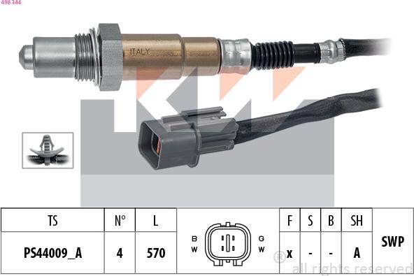 KW 498 344 - Лямбда-зонд autocars.com.ua