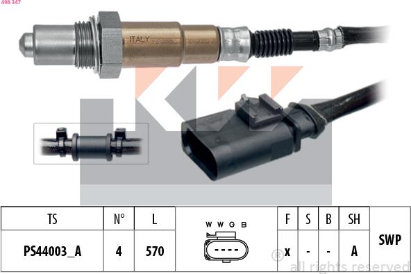 KW 498 347 - Лямбда-зонд autocars.com.ua