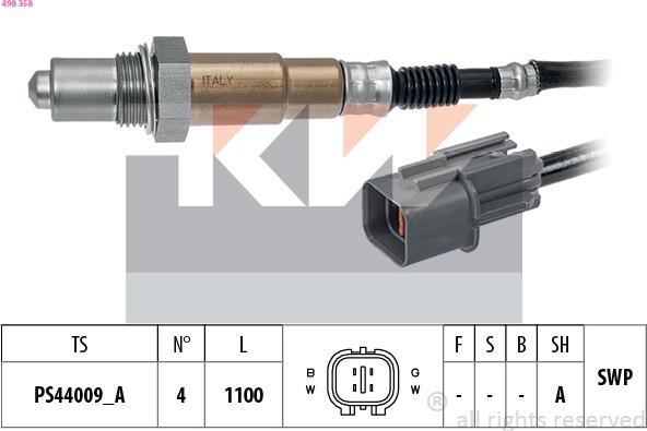 KW 498 358 - Лямбда-зонд autocars.com.ua