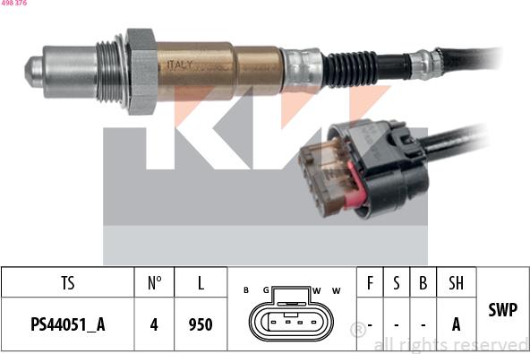 KW 498 376 - Лямбда-зонд autocars.com.ua