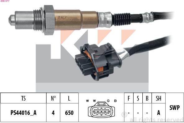 KW 498 377 - Лямбда-зонд autocars.com.ua