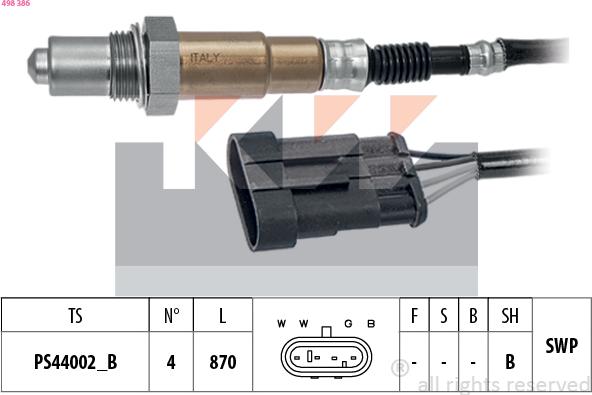 KW 498 386 - Лямбда-зонд autocars.com.ua