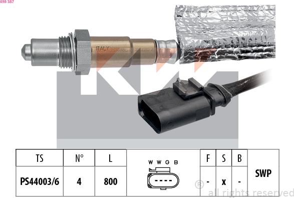 KW 498 387 - Лямбда-зонд autocars.com.ua