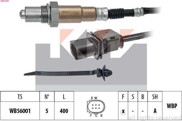 KW 498 401 - Лямбда-зонд autocars.com.ua