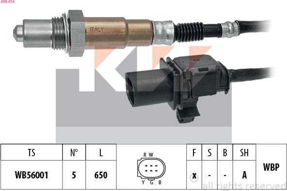 KW 498 416 - Лямбда-зонд autocars.com.ua