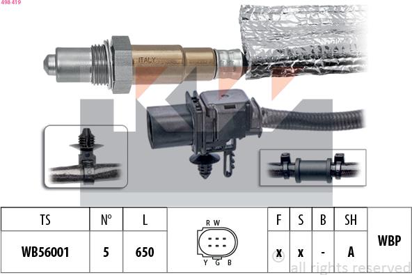 KW 498 419 - Лямбда-зонд autocars.com.ua