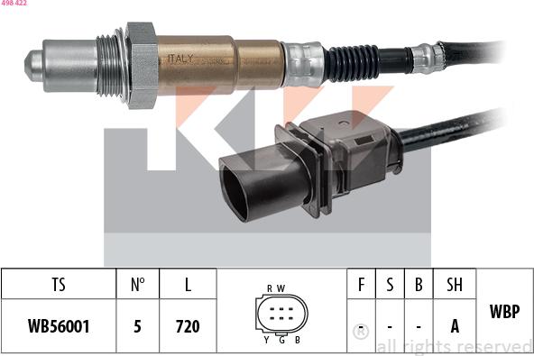 KW 498 422 - Лямбда-зонд autocars.com.ua