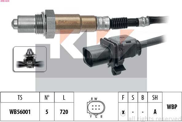 KW 498 424 - Лямбда-зонд autocars.com.ua