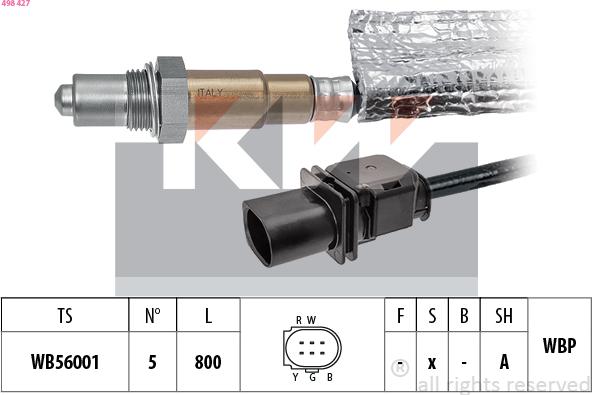 KW 498 427 - Лямбда-зонд, датчик кислорода avtokuzovplus.com.ua